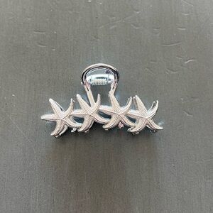 Silver Metal Starfish Sea Ocean Seashell Shell Beach 2.5" Lobster Claw Hair Clip